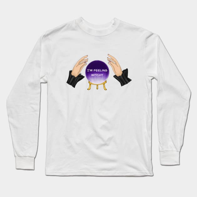 Feeling Witchy - Purple Magic Globe with Witch Hands Long Sleeve T-Shirt by Susy Maldonado illustrations